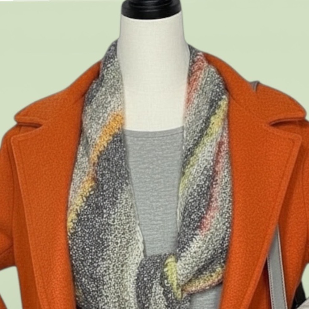 Handmade Striped Crochet Sophie‎ Scarf Shawl Wrap Multi Color Boho Cottagecore